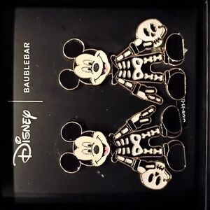 BaubleBar X Disney Mickey Mouse Skeleton Glow-in-the-Dark Earrings Nwt Nib